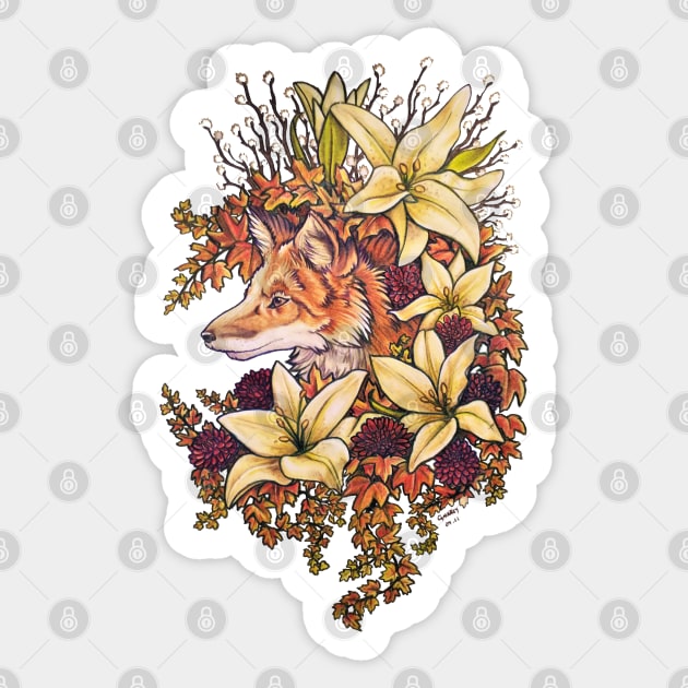 Foliage Fox Sticker by GnarlyBones